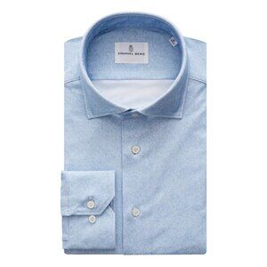 Emanuel Berg Byron Mélange 4-Flex Dress Shirt 17.5 US 44 EU - XL Blue